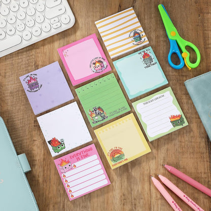 9 Pads Wildflower Sticky Notes 3x3 Inch Cute Self Stick Notepads Notes Adhesive Memo Pad Office Decor Gifts for Students School Teacher Meeting Office Supplies