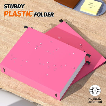Shutex Extra Capacity Plastic Hanging File Folders,12 Pack Reinforced Hang Folders,Heavy Duty 2 Inch Expansion,Plastic Filing Cabinet Folders,Letter Size,Designed for Bulk Files, Medical Charts,Blue