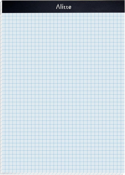 Alitte Graph Paper Pad, Pack of 12, White Letter Size - 4x4 Quad Grid Paper, Easy-Tear Perforations, 8.5 x 11 Cardboard Backing - Graph Notepads for School, Office -50 Sheets per Pad
