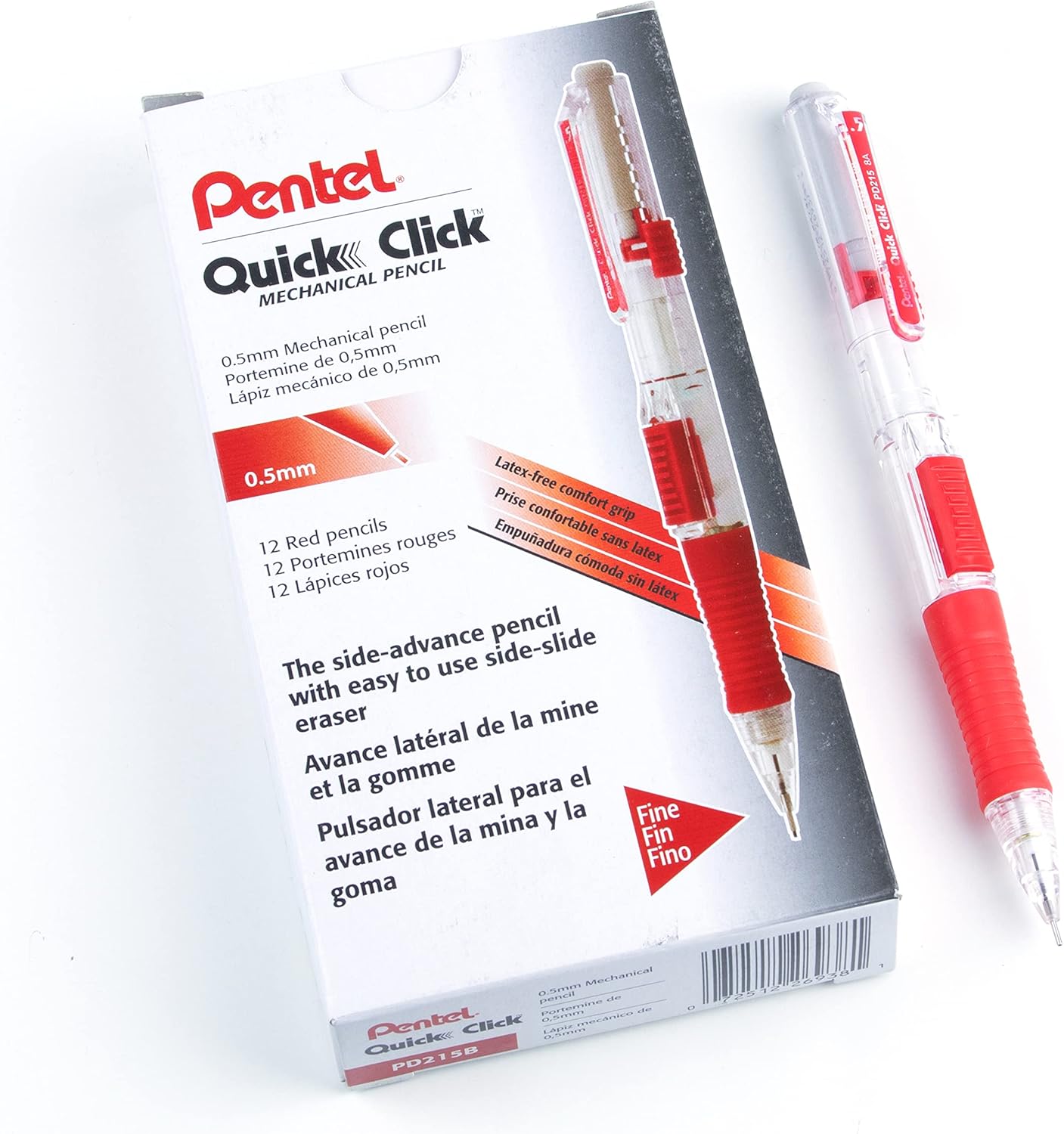 Pentel Quick Click Mechanical Pencil, (0.7mm), Medium, Black Barrel, Box of 12 Pencils (PD217A)
