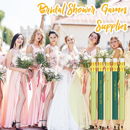 Crtiin 50 Pcs Bridal Shower Pencils Half Golf Wedding Pencils with Eraser 4 Inch Short Pocket Pre Sharpened for Wedding Game Bridal Shower Presents Classroom School(Wood Color)