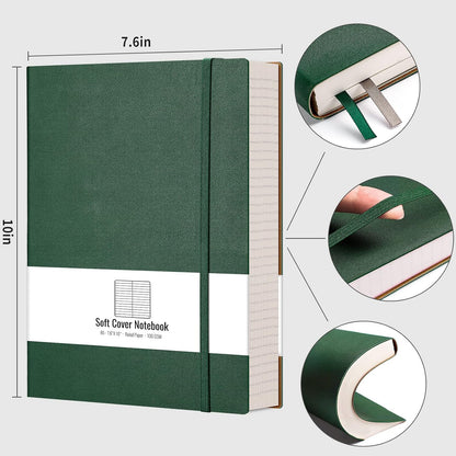 AHGXG 8.5''×11'' Notebook College Ruled - Large A4 Notebook Lined Journal - 320 Pages Thick Journal for Writing, 100gsm Thick Paper, Leather Softcover, for Work School - Black