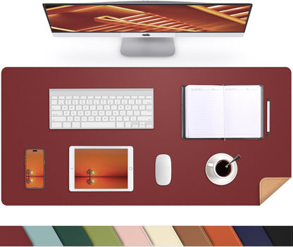 Large Desk Mat 47.2" x 17" Leather Desk Pad Protector with Natural Cork & PU Leather, Non-Slip Office Desk Mat, Large Mouse Pad, Waterproof Desk Blotter pad for Office&Home(Black)
