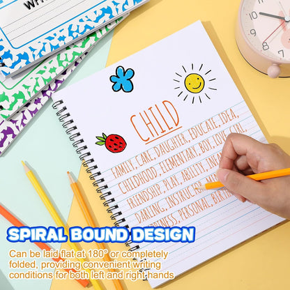Henoyso 8 Pcs 100 Pages Spiral Primary Composition Notebook K-2 Bulk Primary Journal Drawing Handwriting Practice for Kids 4-6 Kindergarten Preschool Home School 1st 2nd Grade Student (Fresh Color)