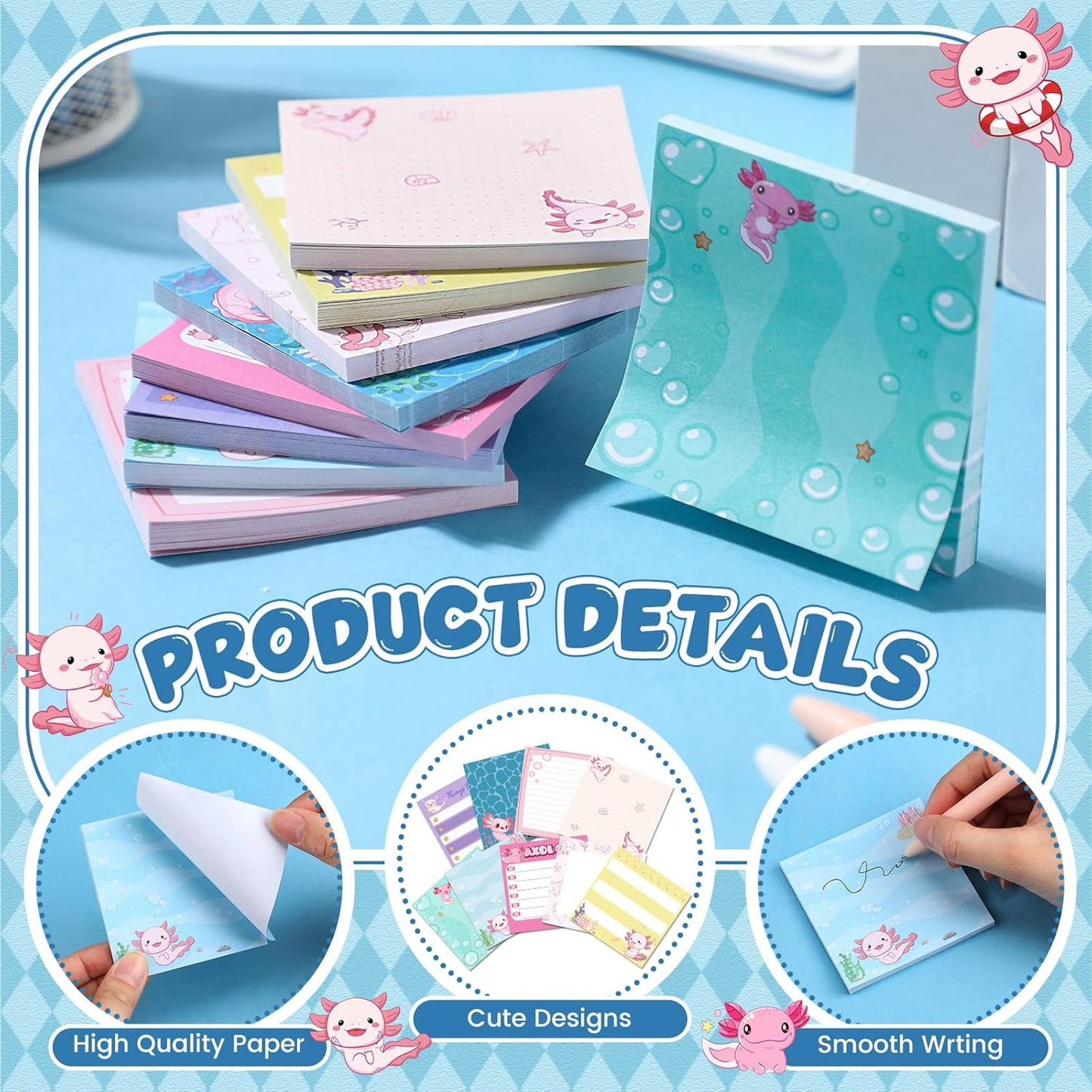 9 Pads Wildflower Sticky Notes 3x3 Inch Cute Self Stick Notepads Notes Adhesive Memo Pad Office Decor Gifts for Students School Teacher Meeting Office Supplies