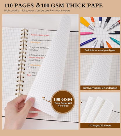 Spiral Notebook Journal 8.5” x 11”, A4 Large Pink Notebooks for Women Men, College Ruled Lined Journal, 100 GSM Paper, Plastic Hardcover Spiral Bound Journals for Work School Note Taking Business
