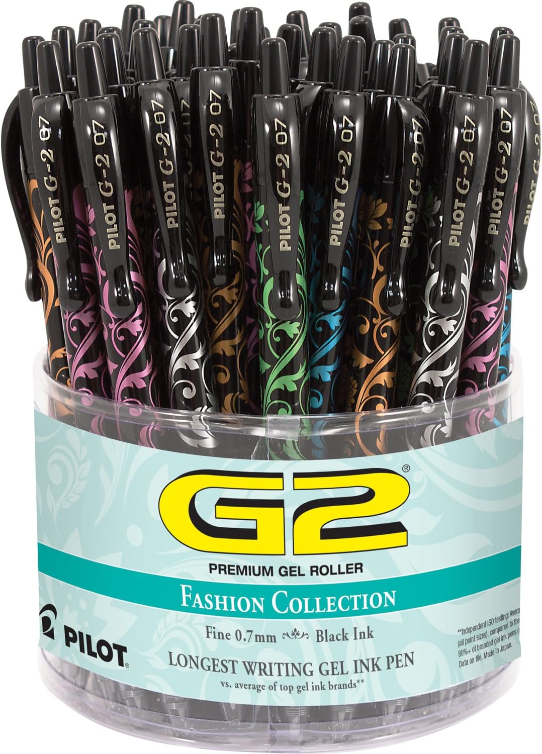 Pilot, G2 Premium Gel Roller Pens, Fine Point 0.7 mm, Fashion Collection, Black, Pack of 5