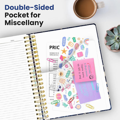Large Lined Spiral Journal for Women Cute Hardcover 5 Subject Notebook for Work 8.5" x 11" with Removable Dividers & Tabs, College Ruled, 280 Pages Aesthetic Journal for Work, School & Note Taking, Garden of Whimsy