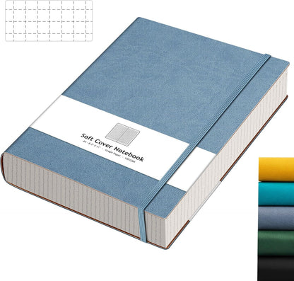 AHGXG Graph Paper Notebook - Grid Paper Notebook Large A4 8.5''×11'', 320 Pages Thick Journal, 100gsm Thick Graph Paper, Leather Softcover, Inner Pocket - Black