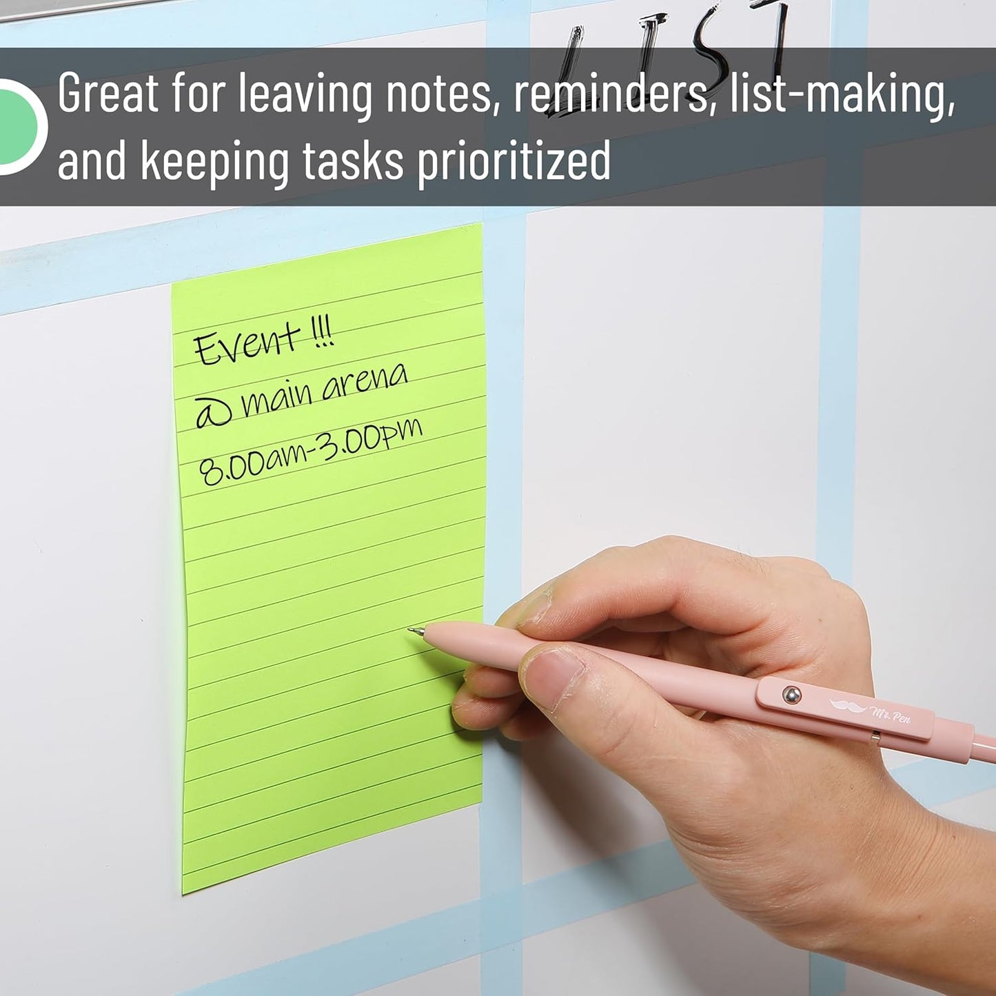 Mr. Pen- Lined Sticky Notes, 3" x 3", 12 Pads, 60 Sheets/Pad, Morandi Color, Bulk Sticky Notes with Lines, Ruled Post Stickies, Memo Pads, Self-Stick Note Pad for Office, School, Home, Study