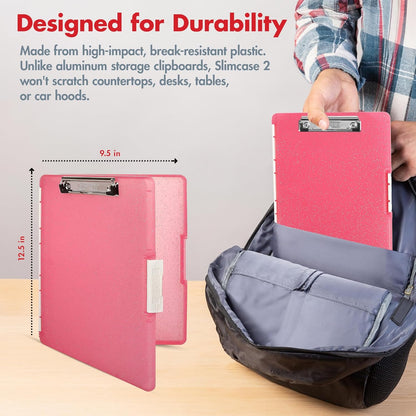 Dexas Slimcase 2 Plastic Clipboard with Storage and Side Opening, Black, Office Supplies Clipboards to Organize, Carry and Store, A4 Holder, Style and Functionality Nursing Clipboards