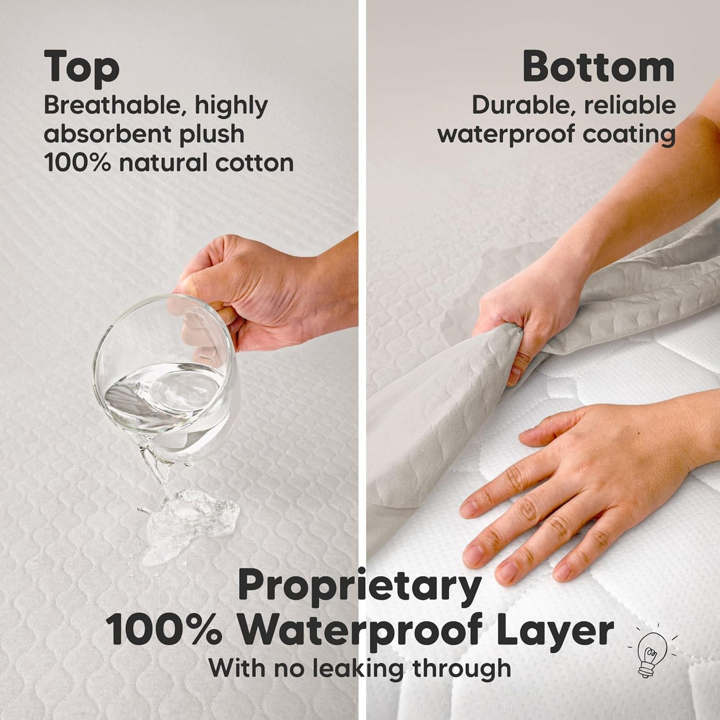 2-Pack Waterproof Crib Mattress Protector Cover Fitted - Quiet Baby Crib Mattress Pad Sheets, 52" x 28" Soft Quilted Cotton Baby Sheet, Machine Washable, Easy Fit, Durable (Soft White/Mavy)