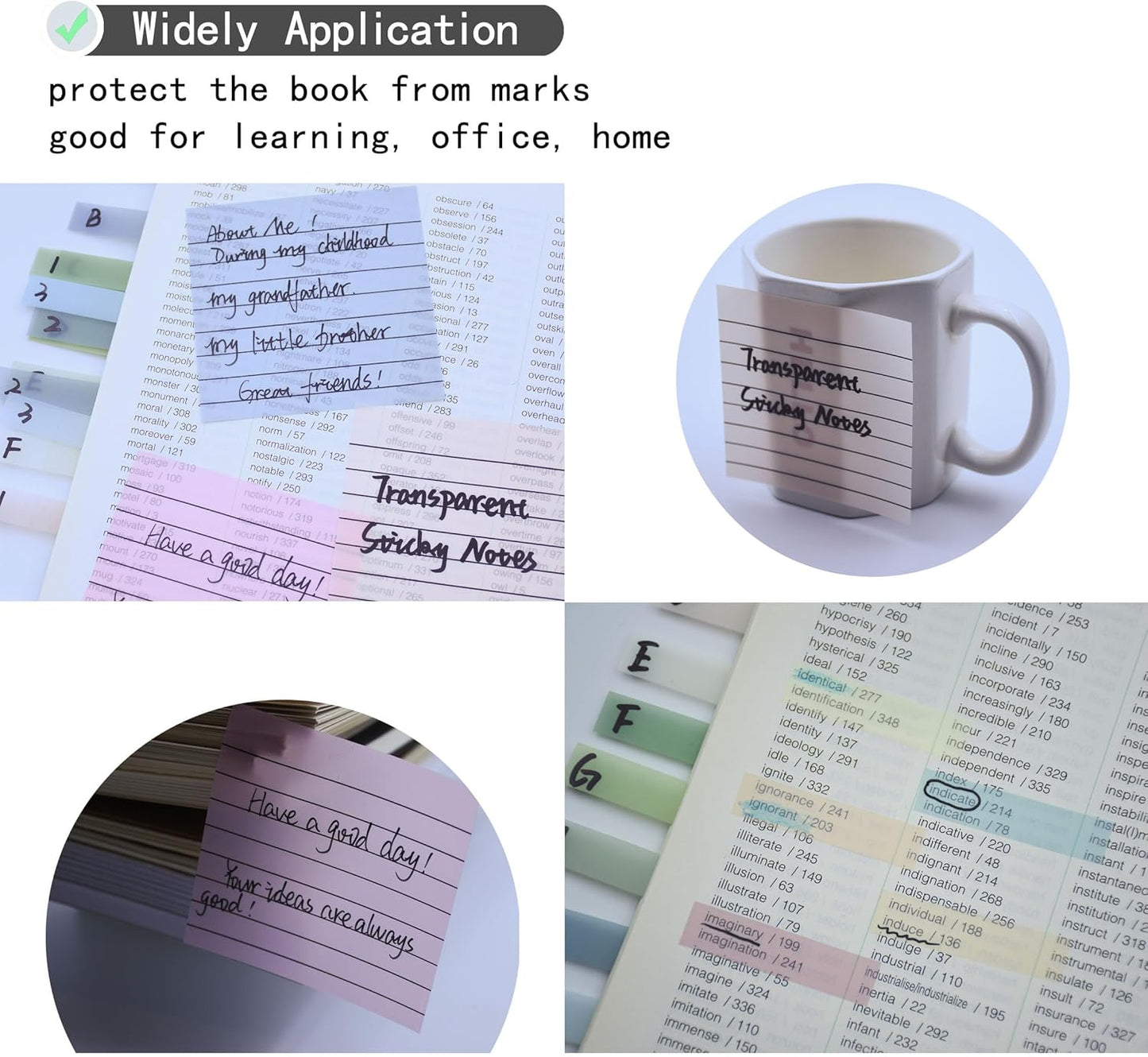 YOUDEFUL 1600pcs Translucent Sticky Note Tabs, Morandi Page Markers for Annotating Books,Repositionable Book Flags Tabs Strip with Binders, Clear Sticky Notes,Page Tabs,Index Tabs