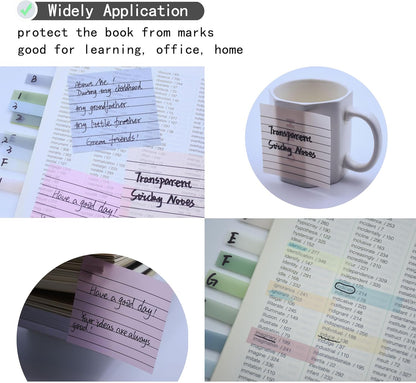 YOUDEFUL 1600pcs Translucent Sticky Note Tabs, Morandi Page Markers for Annotating Books,Repositionable Book Flags Tabs Strip with Binders, Clear Sticky Notes,Page Tabs,Index Tabs