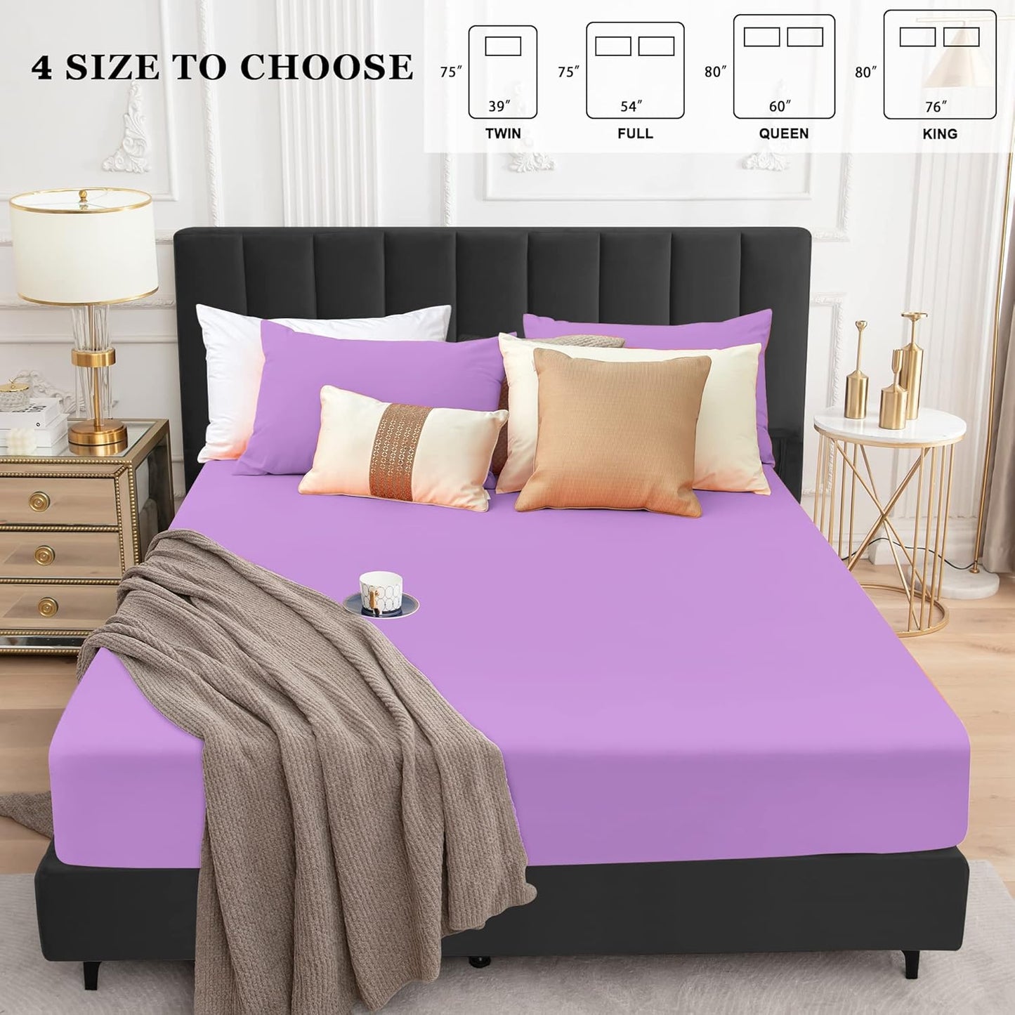 Sufdari Mattress Protector,Waterproof 18" Deep Pocket Mattress Cover Fitted Sheet Style with Elastic Rubber Band,Washable and Easy Care-Black,Queen