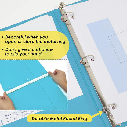 BAZIC 1/2-Inch 3-Ring View Binder with 2-Pockets, Cyan (4105-12P)