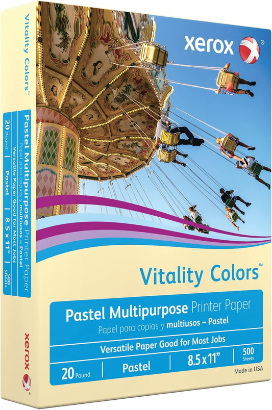 Xerox® Vitality Colors™ Multipurpose Printer Paper, Letter Paper Size, 20 Lb, 30% Recycled, Ivory, Ream Of 500 Sheets