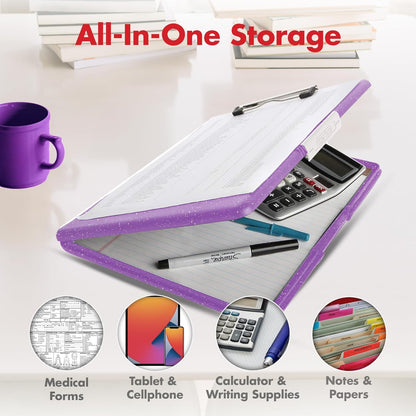 Dexas Slimcase 2 Plastic Clipboard with Storage and Side Opening, Black, Office Supplies Clipboards to Organize, Carry and Store, A4 Holder, Style and Functionality Nursing Clipboards