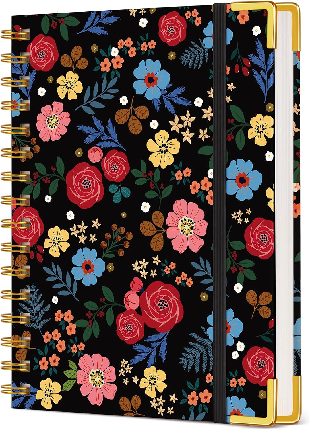 Cute Spiral Notebook Journal for Women, 200 Pages Lined Notebooks 8.5” x 11”, A4 Large Hardcover Spiral Journals with 100 GSM Thick Paper, College Ruled Notebook for Writing Work School, Orange Floral