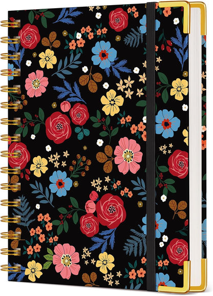 Cute Spiral Notebook Journal for Women, 200 Pages Lined Notebooks 8.5” x 11”, A4 Large Hardcover Spiral Journals with 100 GSM Thick Paper, College Ruled Notebook for Writing Work School, Orange Floral