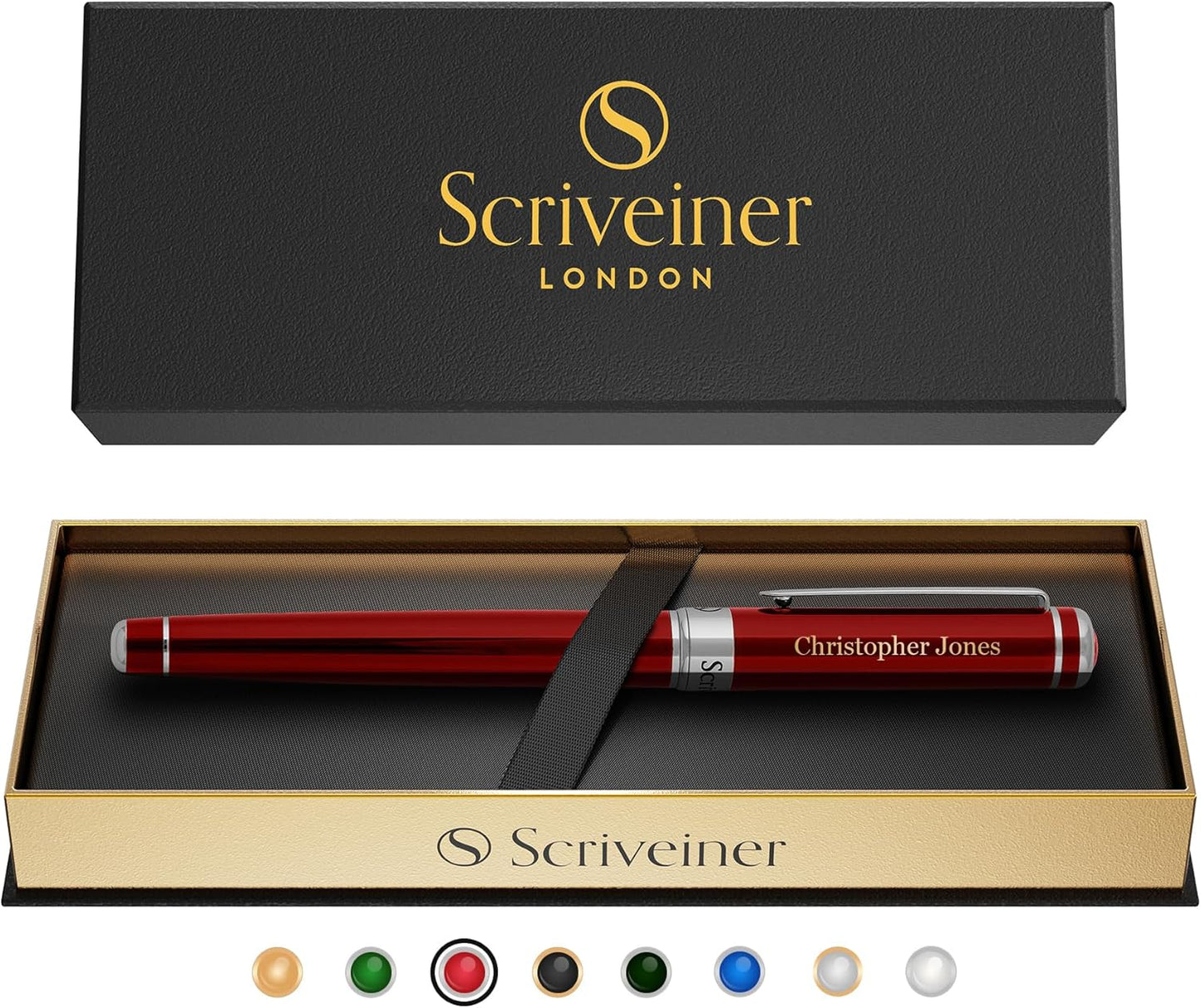 Scriveiner Midnight Blue Rollerball Pen - Stunning Blue Lacquer Luxury Pen, Chrome Finish, Schmidt Ink Refills, Men & Women, Professional, Executive Office, Nice Pen