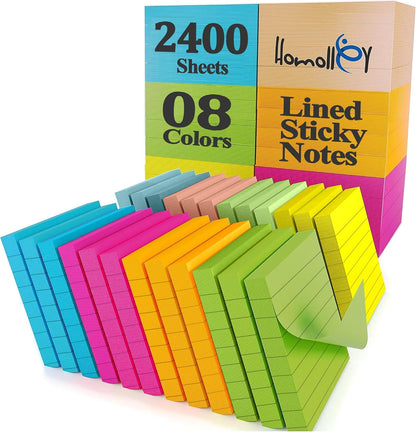 (24 Pads) Sticky Notes 3x3 in 100 Sheets/Pad, Self-Sticky Note Pads, 6 Bright Colors Super Sticky Pads - Easy to Post for School, Office Supplies, Desk Accessories