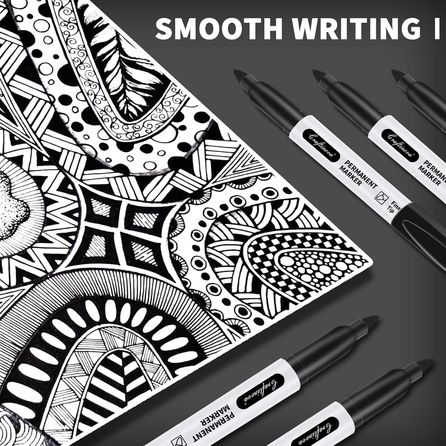 Black Ultra Fine Point Permanent Markers, Extra Fine Tip, Quick Drying and Waterproof, Fade Resistant Perfect on Paper, Glass, Metal, Plastic, Wood, Office & School Use, 12 Pack