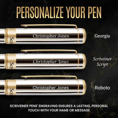 Scriveiner Midnight Blue Rollerball Pen - Stunning Blue Lacquer Luxury Pen, Chrome Finish, Schmidt Ink Refills, Men & Women, Professional, Executive Office, Nice Pen