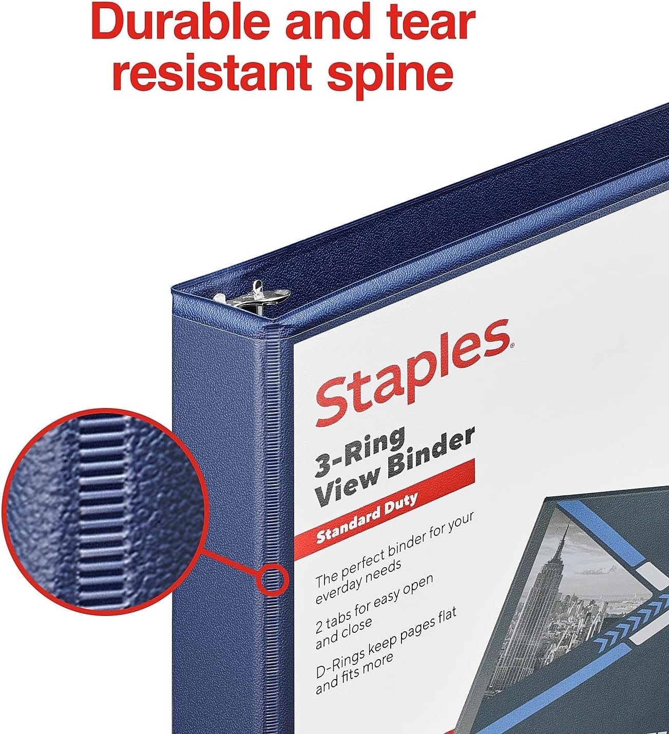 Staples Standard 2-Inch 3-Ring View Binder, Holds Up to 450 Sheets, Orange, Durable Binder for Office & School