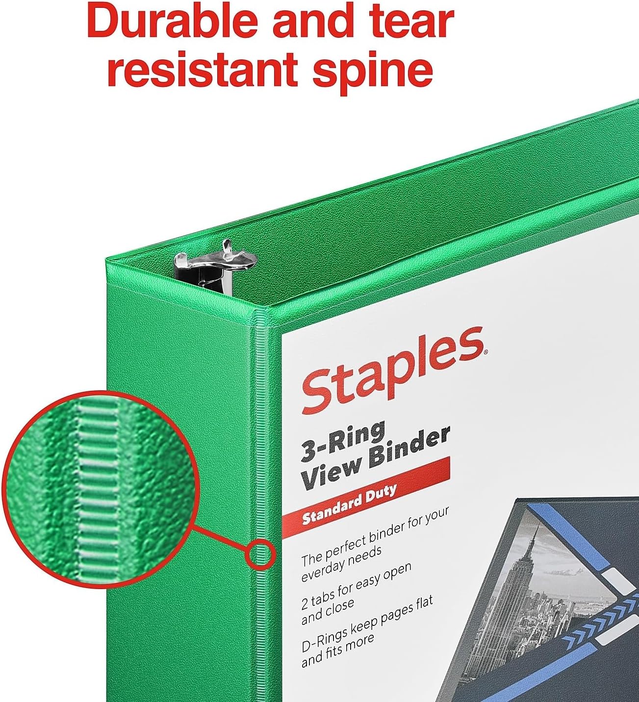 Staples Standard 2-Inch 3-Ring View Binder, Holds Up to 450 Sheets, Orange, Durable Binder for Office & School