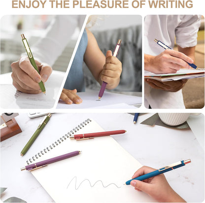 Linbsunne Gel Pens Black Ink Pens for Office 0.5mm Fine Point Pen Smooth Writing Retractable (Metal gold clip-10 pcs)