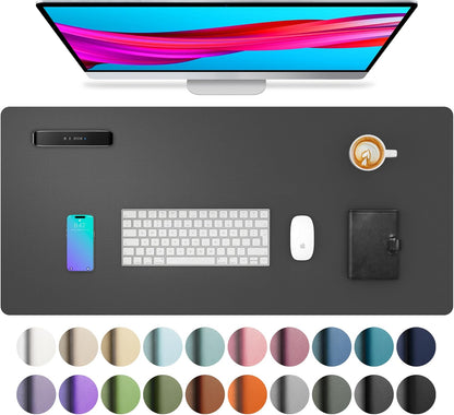 Aothia Non-Slip Waterproof PU Leather Desk Pad Protector for Mouse, Writing Desk, Office, Home, Laptop Blotter, 23.6" x 13.7", Black - Colors B