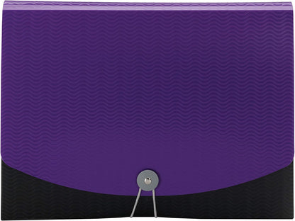 Smead Poly Frequency Expanding File Folders, Flap and Cord Closure, Letter Size, Wave Pattern, 13 Pocket, Blue/Black (70863)