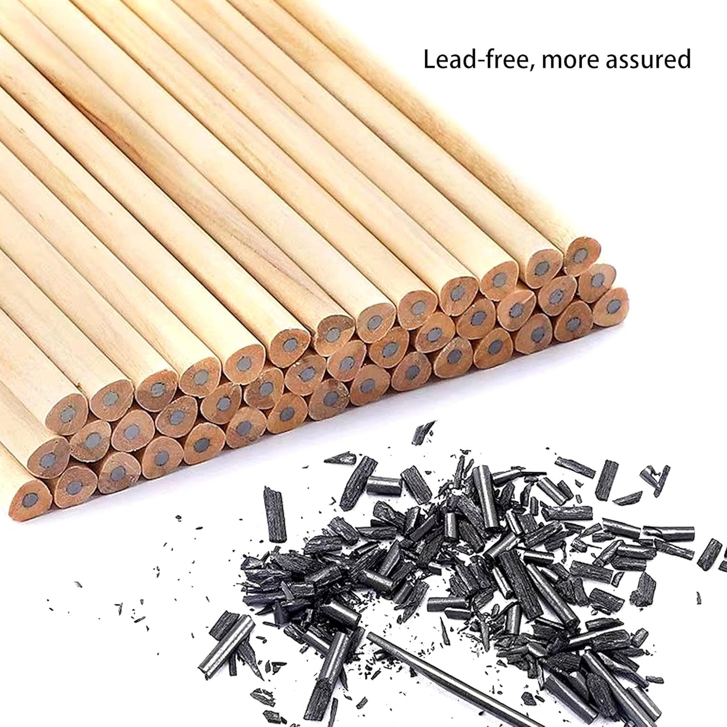 Buspoll 10 Stick HB Pencils Unpainted Natural Wood Grain Triangular for Kids Stationery