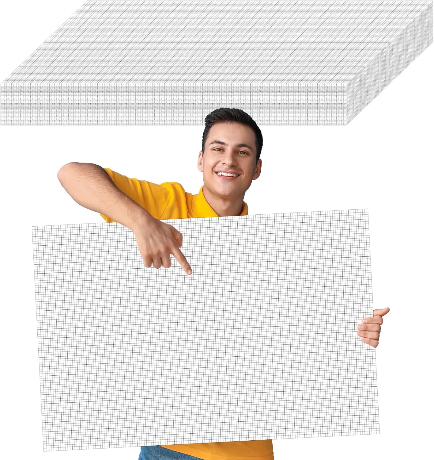 gisgfim 50 Sheets Large Graph Paper 24 x 36 In Graph Paper Pad 1/4 In Ruled Large Grid Paper Sheet Blueprint Paper Engineering Paper Poster for Architect Designer Mathematician Draftsman(White）