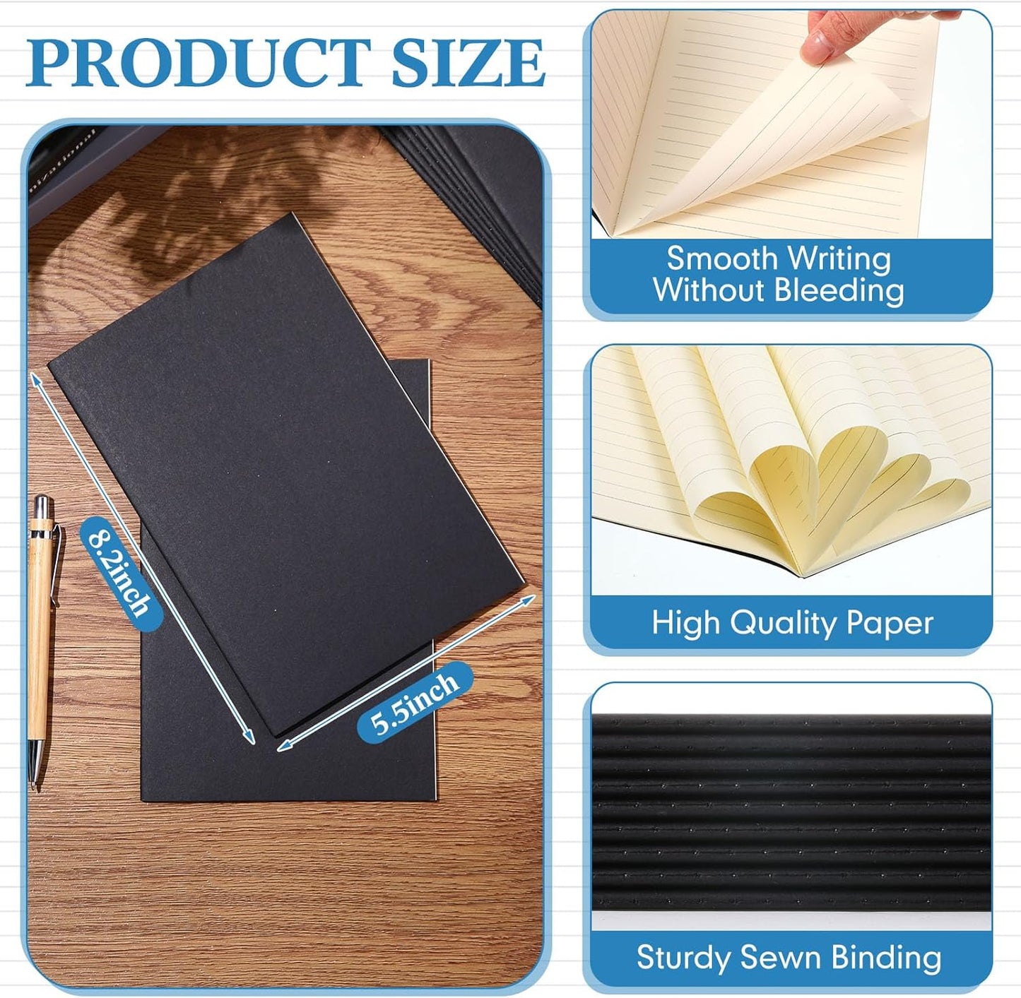 Mimorou 100 Pcs Journals Notebooks Bulk - Kraft Softcover A5 Small Notebooks 5.5 Inch x 8.3 Inch Notepads with 60 Page 30 Sheet for Writing Sketch Travel Office Supplies(Navy Blue,Lined)