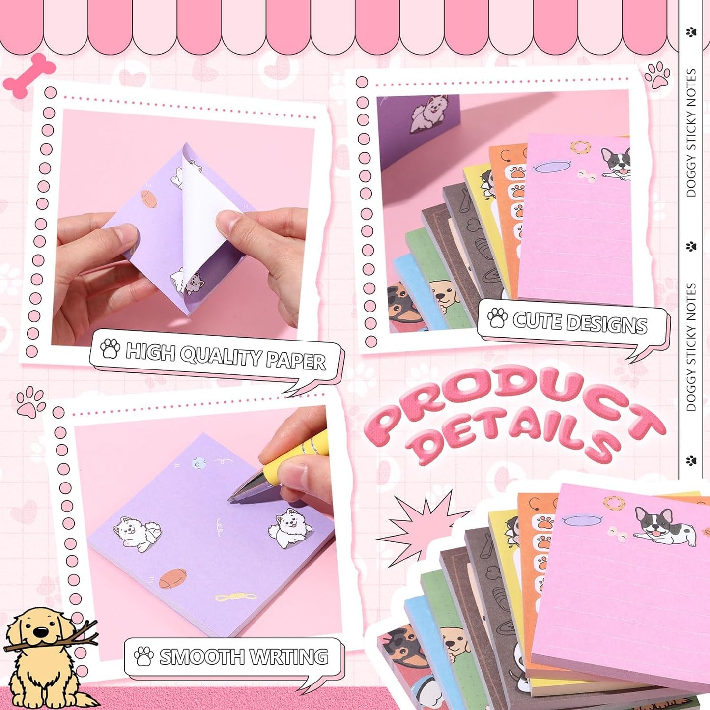 9 Pads Wildflower Sticky Notes 3x3 Inch Cute Self Stick Notepads Notes Adhesive Memo Pad Office Decor Gifts for Students School Teacher Meeting Office Supplies