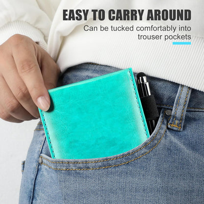 Outus 10 Pcs Mini Pocket Notepad Holder Set Included Small Leather Pocket Notebook Holder with 50 Lined Sheets, Metal Pen, 8 Pcs 3 x 5 Inch Memo Book Refills, 30 Lined Paper Per Note Pad (Black)