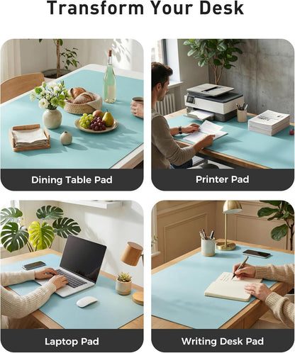 Aothia Non-Slip Waterproof PU Leather Desk Pad Protector for Mouse, Writing Desk, Office, Home, Laptop Blotter, 23.6" x 13.7", Black - Colors B