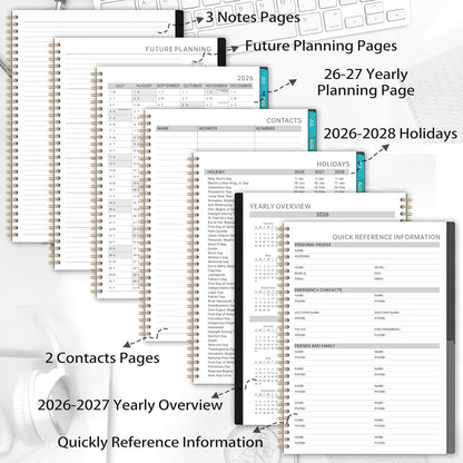 Appointment Book 2026-2027 - Planner 2026-2027, 9" x 11", July 2026 - June 2027, Daily Hourly Planner with 30-Minute Interval, Weekly & Monthly, Colorful Monthly Tabs, Inner Pocket - Black