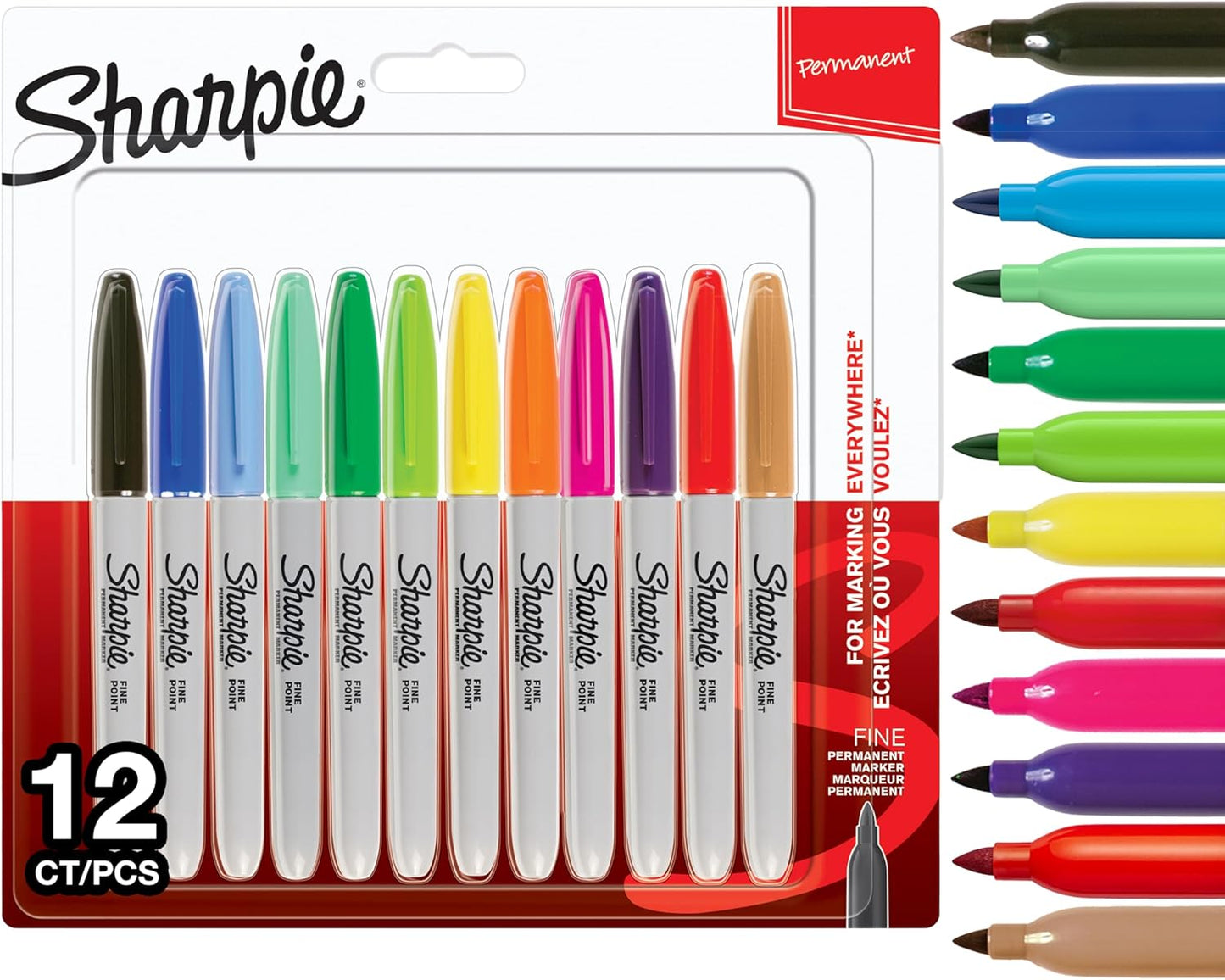 Sharpie Permanent Markers | Fine Point for Bold Details | BlackBlueRed and Green Ink Colours | 4 Marker Pens
