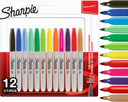 Sharpie Permanent Markers | Fine Point for Bold Details | BlackBlueRed and Green Ink Colours | 4 Marker Pens