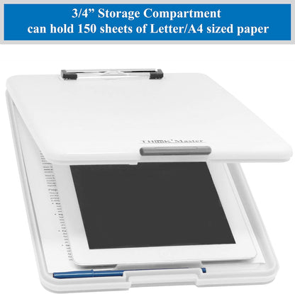 Think2Master Black Plastic Storage Clipboard. | 25% Heavier & 25% Sturdier| Heavy Duty and Won’t Flex or Bend Like Other Brands (Compare The Weight). Storage Compartment Holds 150 Letter Sized Paper.
