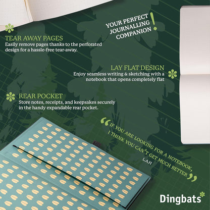 Dingbats* - Wildlife Lined Extra Large A4 Notebook - PU Leather Hardcover Journal for Work, Writing - Pocket, Elastic Closure, Pen Holder, Bookmark
