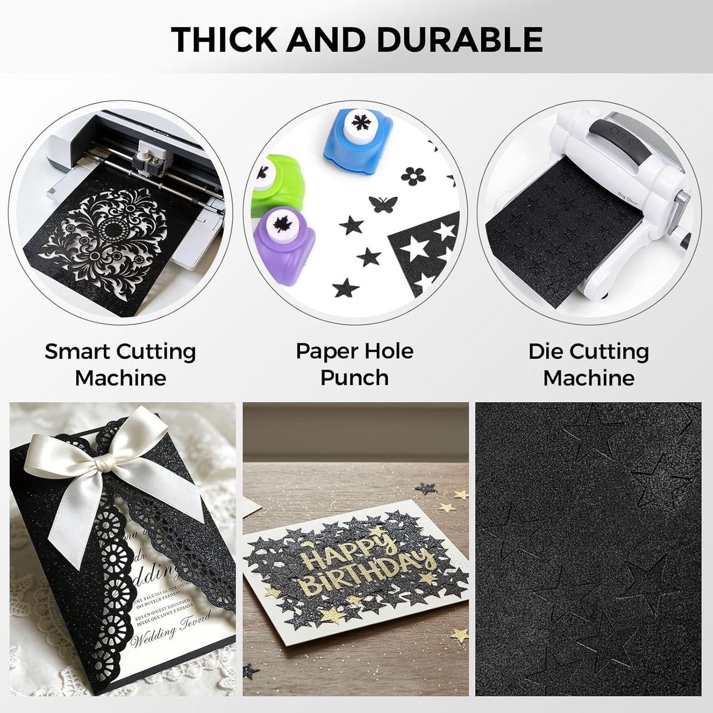 BOOKNOW 27 Sheets Silver Glitter Cardstock, 8.27" x 11.7" (A4 Size) Heavyweight Sparkle Paper, 250GSM/92LB Glitter Paper for Wedding Invitations, Scrapbooking, Card Making, DIY Cake Toppers