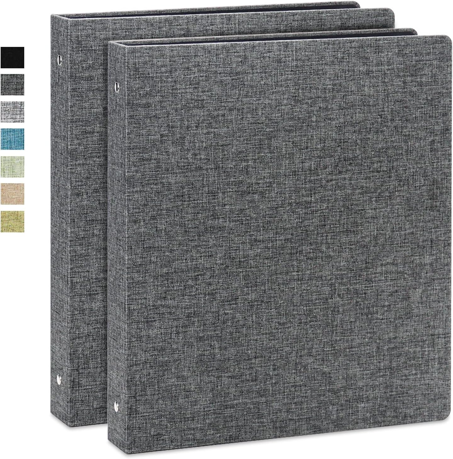 Vienrose 3 Ring Binder 1 Inch Round Rings with Linen Fabric Cover, Fits 8.5 x 11 Inch Paper, Durable Organizer for School, Office, Home, Recipes, Grey