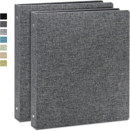 Vienrose 3 Ring Binder 1 Inch Round Rings with Linen Fabric Cover, Fits 8.5 x 11 Inch Paper, Durable Organizer for School, Office, Home, Recipes, Grey