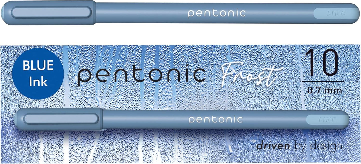 Pentonic Ballpoint Pens, 10 Count, Frosted Pale Gray Barrel with Black Ink, 0.7 mm Fine Point, Smooth Writing For Journaling & Note Taking (PEN13086)