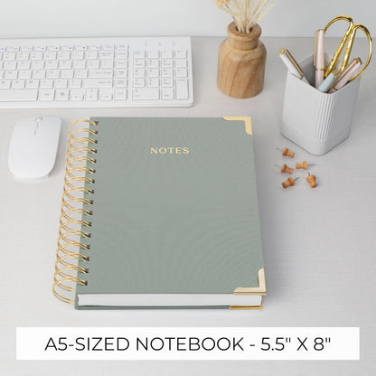 Aesthetic Thick Spiral Notebook Journal For Women in B5 Format - Modern Linen Hardcover College Ruled Note Book With 300 Lined Pages - Perfect For Writing And Staying Organized at Work or School