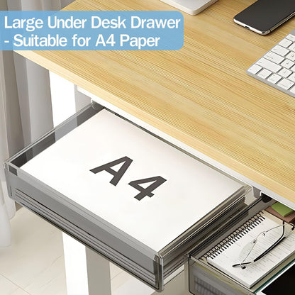 SVNNELP Under Desk Table Drawer Storage Organizer Slide Out, Attachable Hidden Self-Adhesive Under Desk Pencil Tray Drawer for Office/Classroom/Home (Clear Black/M)